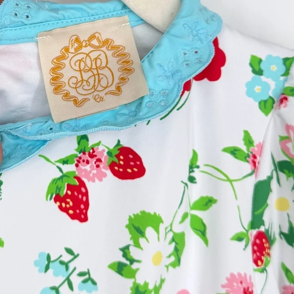 The Beaufort Bonnet Company Girl's Sarasota Surf Swimsuit Strawberry Floral Sz 8